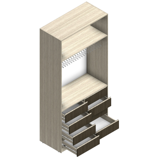RPR_095_MÓDULO ROUPEIRO SEM PORTA, MALEIRO, 2 GAVETEIROS FRENTE INTERNA.