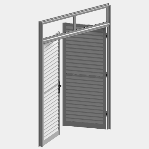 PTS_014_PORTA VENEZIANA COM TRAVESSA 02 FOLHAS DE GIRO COM FIXO SUPERIOR DUPLO.